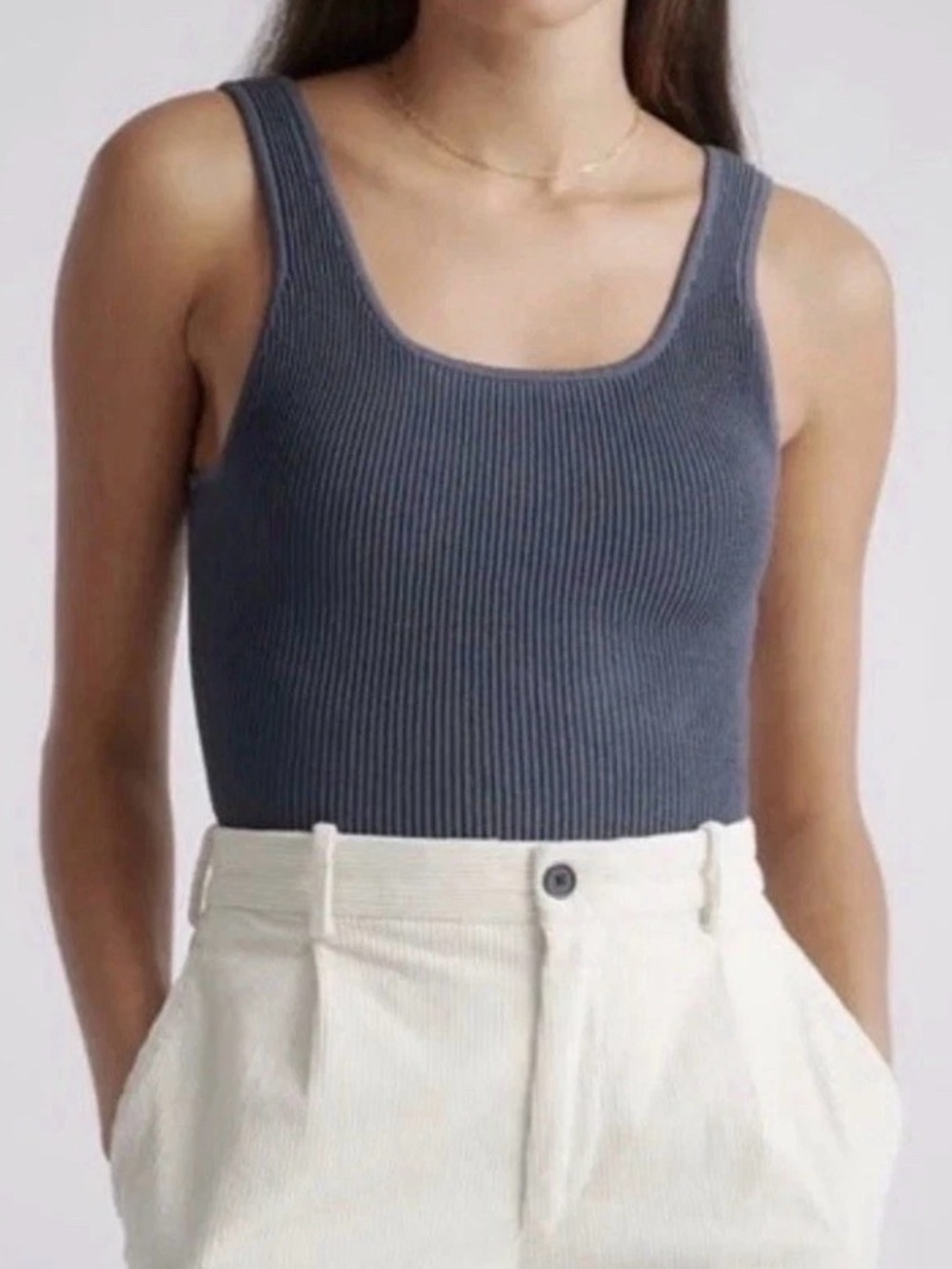 Quince Knit Cropped Tank Charcoal Grey Size L Stretch, minimalist